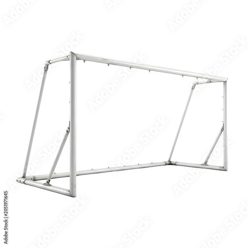 Metal soccer goal frame isolated on transparent background for sports and football training equipment