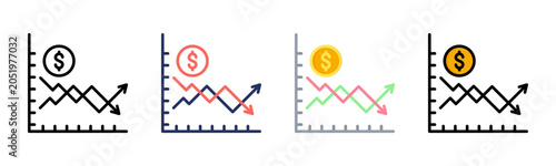 Konstfotografi Stock Market icon set multiple style collection