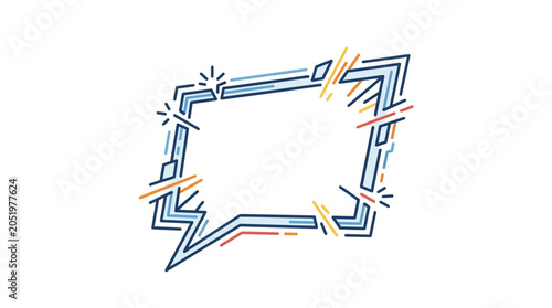 Photos Hand drawn speech bubble with colorful abstract lines and sparkles