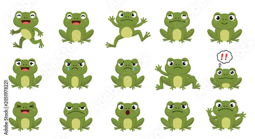 Collection of cartoon frogs.