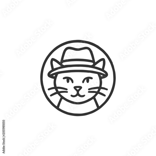 Cat wearing hat logo vector