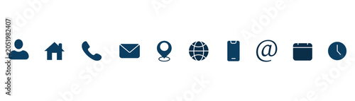 Fotografie Business contact blue icon set