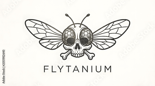 Gothic Skull Moth Logo with Flytanium Typography