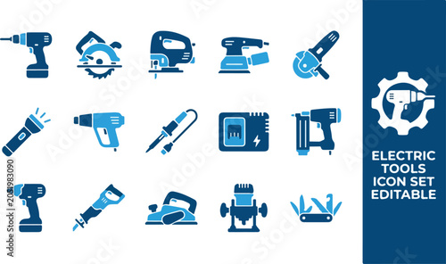Canvastavla Electric power tools icon set for construction and diy projects