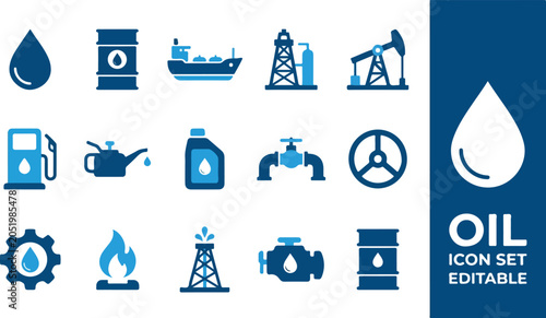 Tableau sur toile Petroleum and gas industry icons for energy production and logistics
