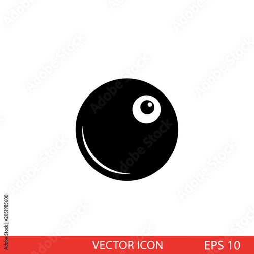 Black billiard ball icon, simple vector graphic with white number one