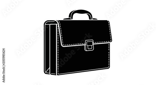 Black Briefcase Silhouette - Business Travel Accessory Icon