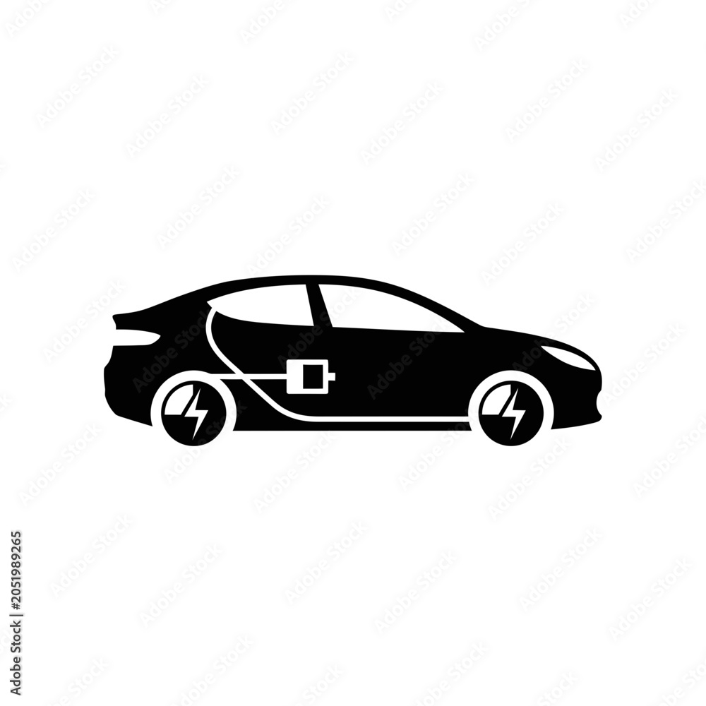 Fototapeta premium Electric Car Charging Icon Silhouette - Clean Energy Vehicle Illustration