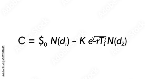 Fotografie Financial Formula Black-Scholes Option Pricing Model Equation