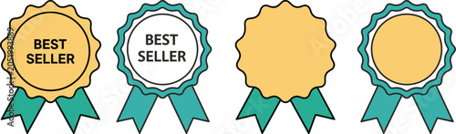 Tableau sur toile Best seller ribbon badge award medal set for product endorsement marketing and t