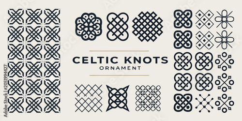 Bild auf Leinwand Collection Of Twenty four Black Celtic Knot Ornaments A Detailed Vector Illustra