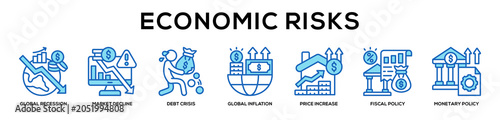 Bild auf Leinwand blue - Economic Risks web banner icon vector illustration concept