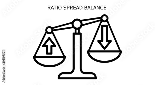 Fotografie Ratio Spread Balance Icon: Up Arrow in Left Pan, Down Arrow in Right Pan