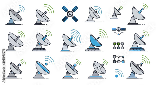 Fotografía Satellite Dish and Antenna Collection Icon Set