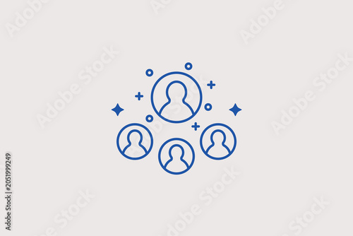 Foto Main leader avatar branch connected to subordinate profiles line icon for corporate management structure, department hierarchy mapping