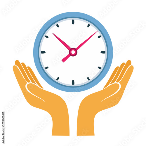 Hands holding a clock icon