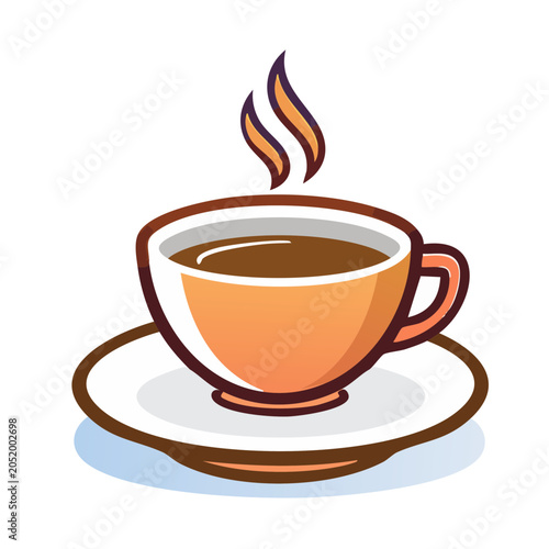 Stylized cup of hot coffee with steam