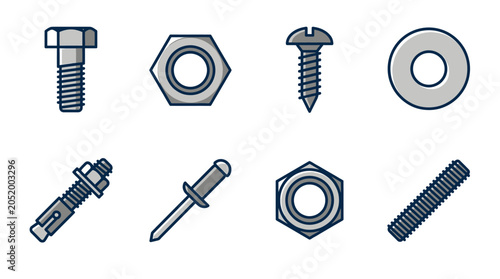 Quadro em tela Collection of various metal fasteners 2.