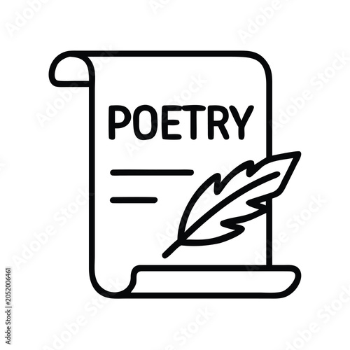 Poetry scroll with quill feather icon