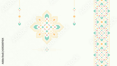Elegant light Islamic geometric pattern banner background