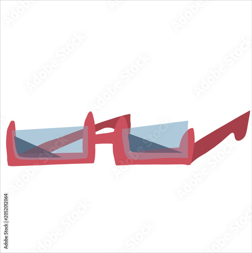 Modern red frame eyeglasses spectacle illustration for smart look vision correction and optical fashion accessory design concept.