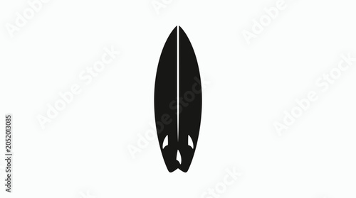 Foto Black surfboard silhouette on white background
