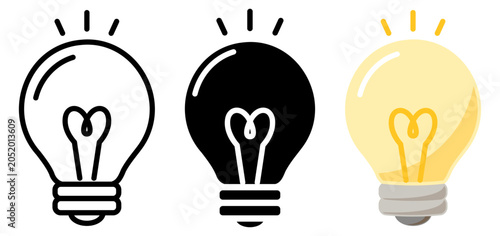 Light Bulb Idea Icon Set for Creative Idea and Innovation Concept