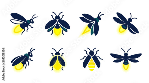 Quadro su tela Fireflies Glow Insects Light Emitting Bugs.