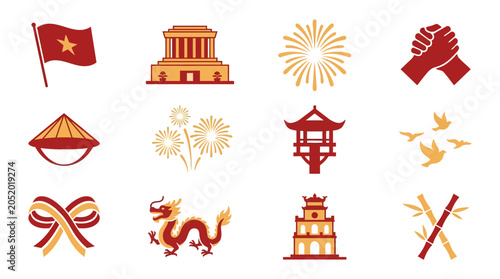 Canvastavla Colorful symbols representing Vietnamese culture and celebration