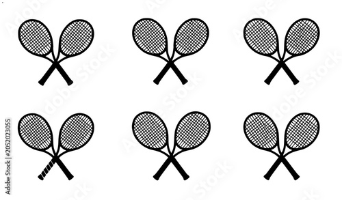 Photos Tennis racket crossed silhouette sports vector icon