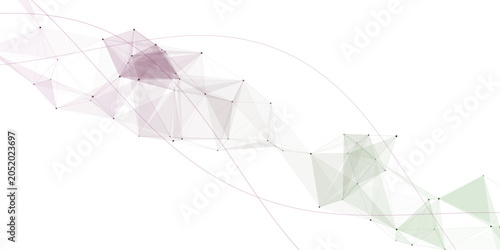 Abstract soft pastel purple and green plexus network line background for modern technology presentation and creative web design