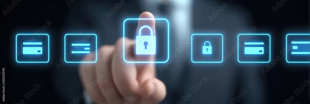 Fototapeta premium Every financial institution must have advanced security measures in banking to protect your account details and every credit payment transaction from fraud.
