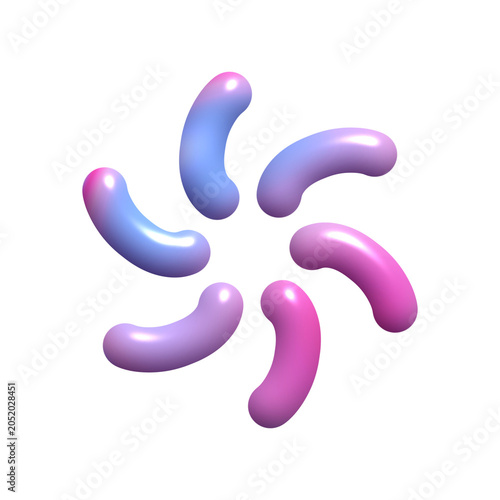 Glossy Pastel 3D Curved Tube Shapes Collection Isolated on Transparent Background