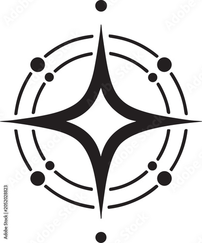 Minimalist Geometric Cosmic Logo Design with Sharp Symmetrical Elements