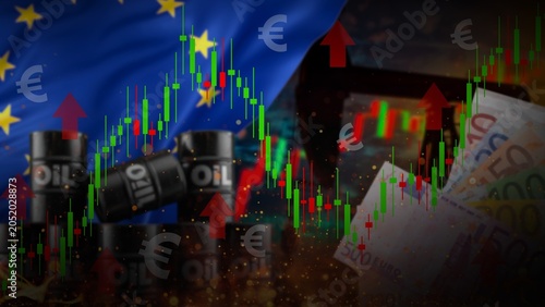 Quadro su tela Europe Oil prices rise as market trends fluctuate and production impacts economy