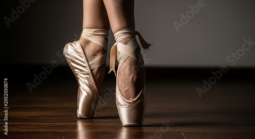 Close up of ballet pointe shoes perfect for creative classical dance training and professional artistic performance plan