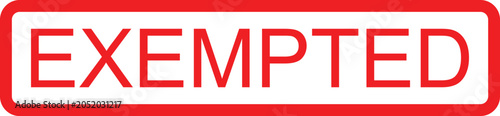 Fotografía Red rectangular stamp with the word exempted in bold capital letters isolated on
