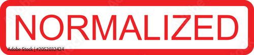 The word Normalized is displayed in bold red letters inside a white rectangle with a red border on a transparent background