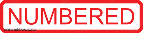 The word numbered in bold red letters on a white background inside a red frame