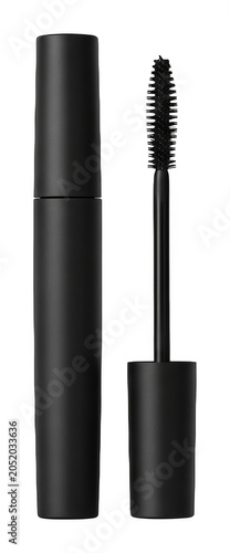 Bild auf Leinwand Professional matte black mascara tube and wand brush for beauty product mockup i