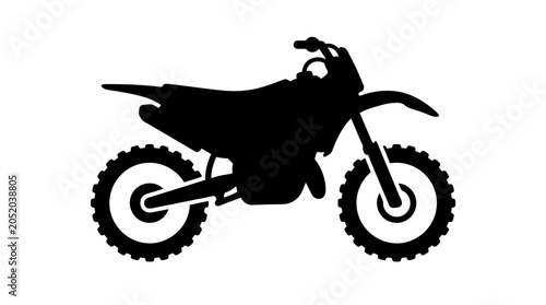 Bilde på lerret Black silhouette of a motorcycle against a white background for design use