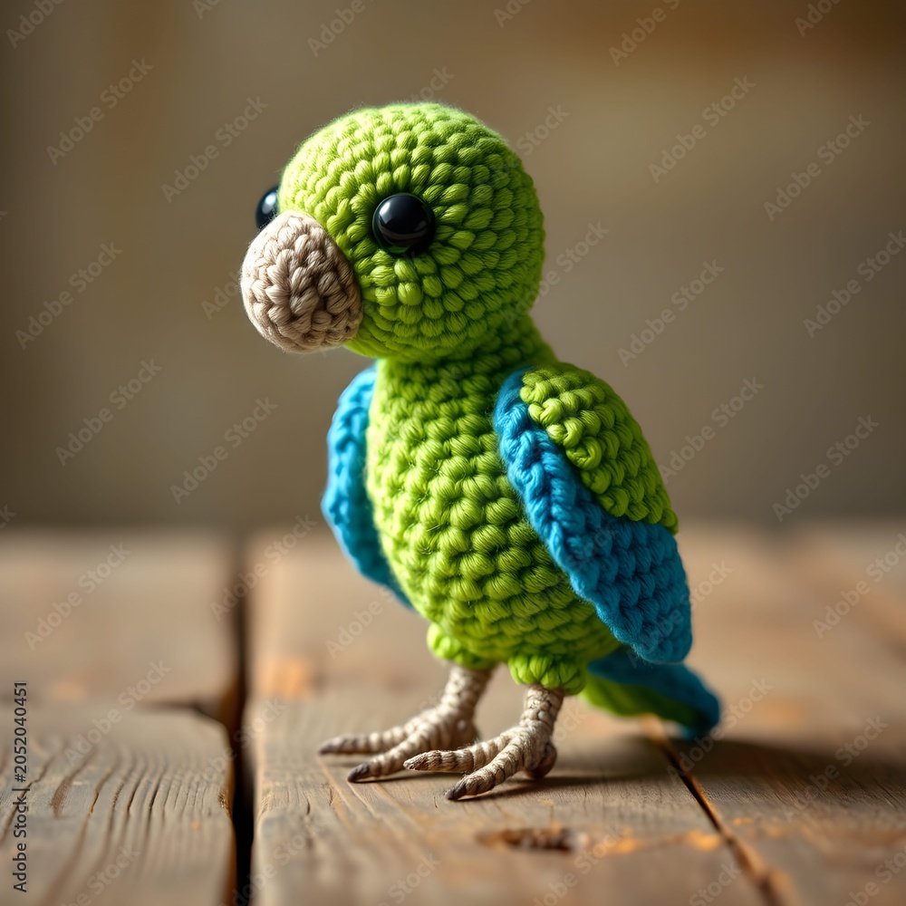 Fototapeta premium cute crochet amigurumi parrot plush