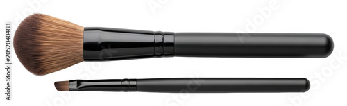 фотографія Professional makeup brushes with soft brown bristles and sleek black handles iso