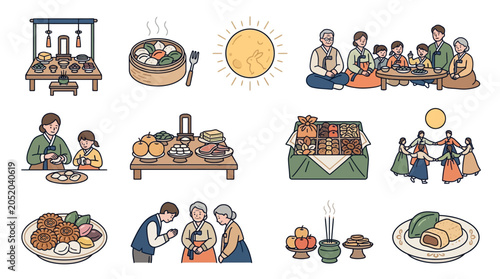 Foto Family Gathering Celebrating Traditional Cuisine and Culture
