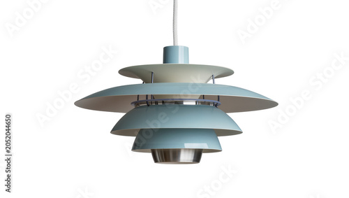 Tableau sur toile Layered pastel blue and cream pendant lamp, isolated on transparent background