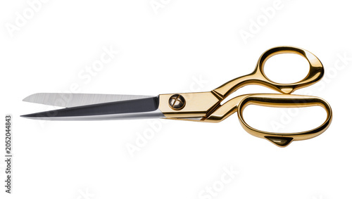 Canvastavla Shiny gold tailor scissors with sharp blades, isolated on transparent background