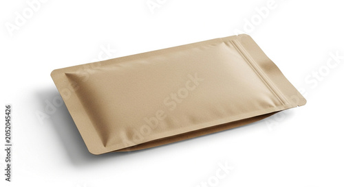 Empty kraft paper envelope lying flat on white background minimal packaging design