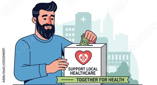 Obraz na plátně Man donating money to support local healthcare and community health