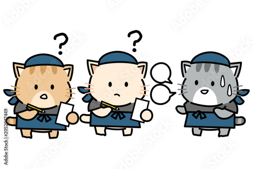 Bild auf Leinwand 新人教育に苦戦する猫のキャラクター