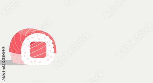Delicious Salmon Sushi Roll with Fresh Ingredients on Copy Space